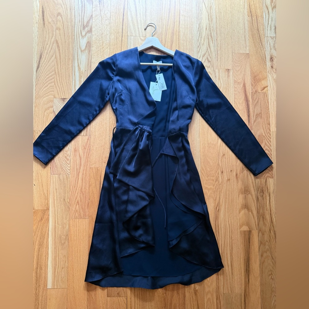 Joie Ruffle Wrap Dress in Navy XS